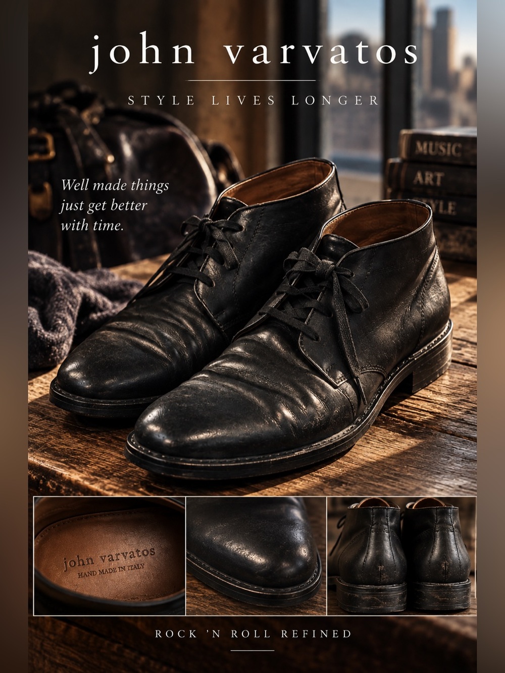 John Varvatos Made in Italy Black Leather Derby Shoes Men’s 10